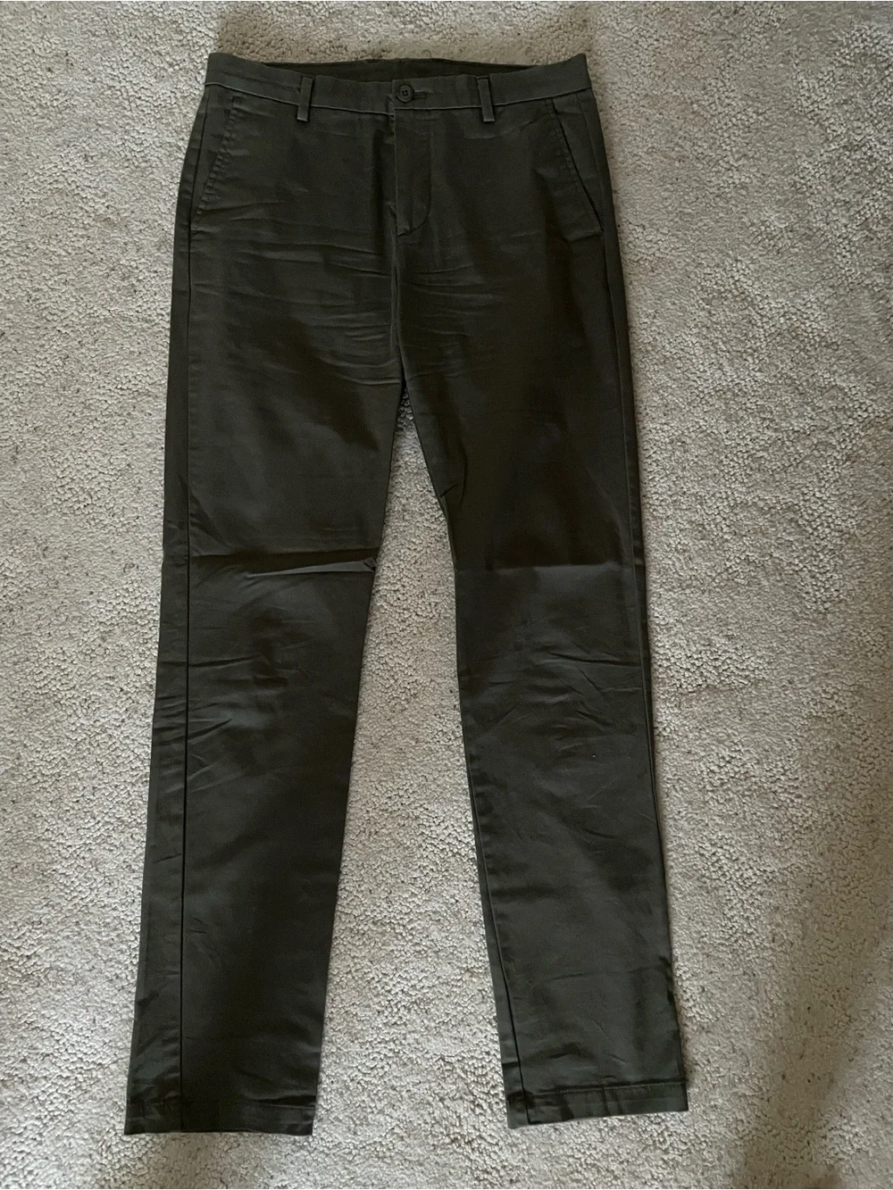 Classic Slim Straight Gray-Green Pants